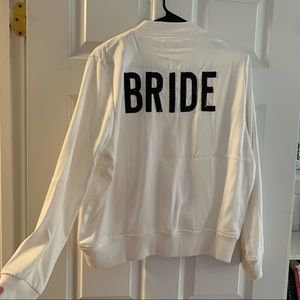 David’s Bridal BRIDE bomber jacket